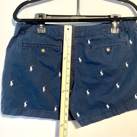 Polo Ralph Lauren Women’s Shorts All Over Pony Navy Blue Chino Size 10 - Picture 5 of 7